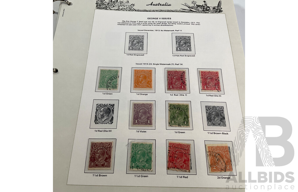 Australian Seven Seas Hingless Stamp Album,1910's to 1975