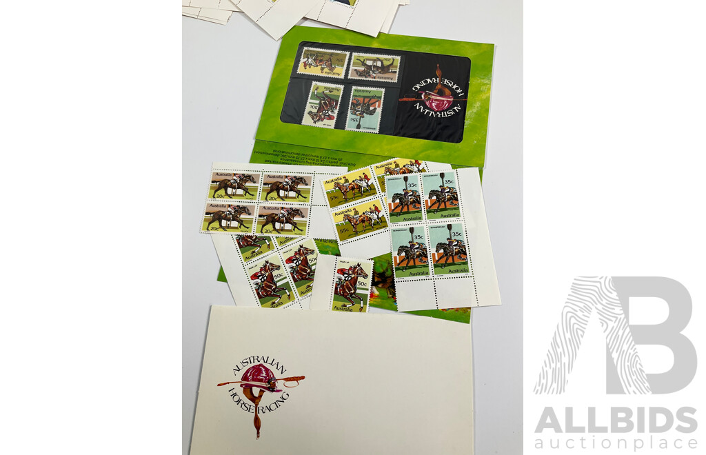 Australian Stamp Sheet, Mini Sheets and Stamp Packs Including 1976 Stamp Week Sheet, Fifty Four, Mini Sheets, 1978 and 1980 Stamp Week Mini Sheets and Packs, Olympics 1976, Poster Cards, 1984, Commonwealth Games 1982........