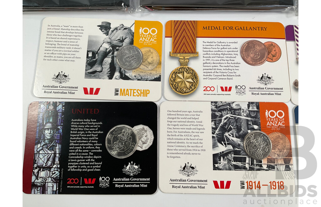 Four Australian RAM ANZAC Coin Albums Including Years 2016 ANZAC to Afghanistan, 2017 Legends of the ANZACS, 2018 ANZACS Remembered, 2018 ANZAC Spirit