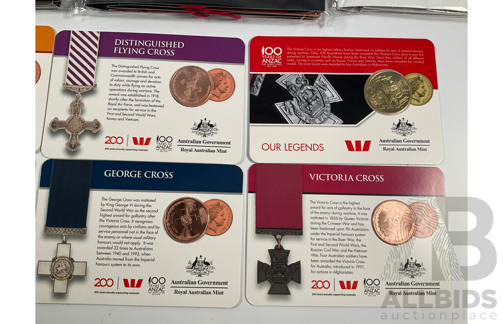 Four Australian RAM ANZAC Coin Albums Including Years 2016 ANZAC to Afghanistan, 2017 Legends of the ANZACS, 2018 ANZACS Remembered, 2018 ANZAC Spirit
