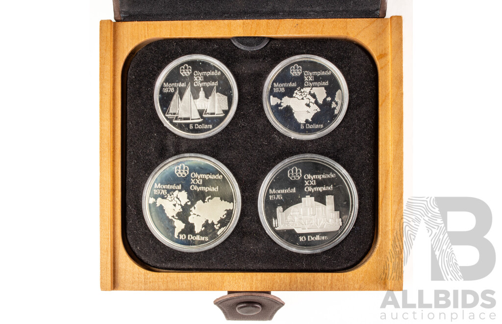 Canada 1976 Four Silver Proof Coin Set, Montreal Olympic Games .925