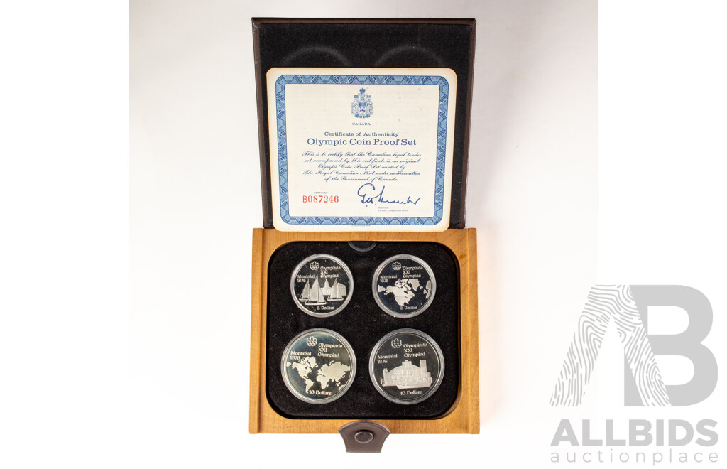 Canada 1976 Four Silver Proof Coin Set, Montreal Olympic Games .925