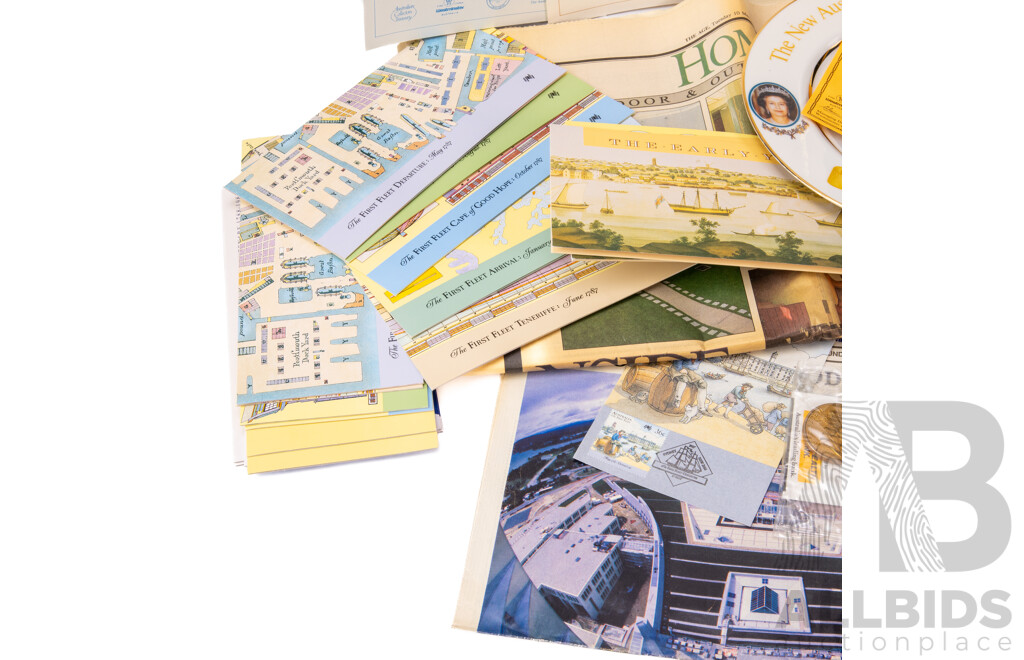 Assortment of Australian 1988 Bicentennial/Parliament House Opening Memorabilia Including Three 1988 Five Dollar Coins, Stamp Packs, Bicentennial Diaries, Limited Edition Westminster Fine China Plates.........