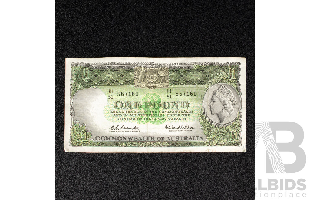 Australian 1961 One Pound Note, Coombs/Wilson, R34b, HJ 51 567160