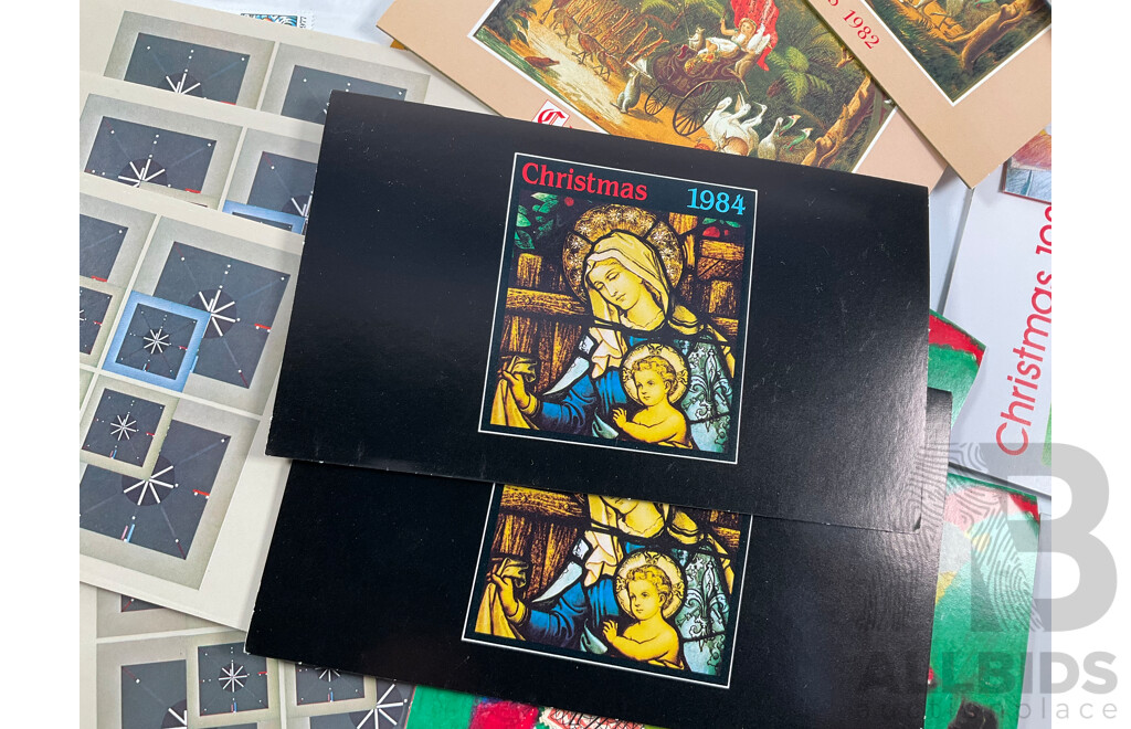 Assortment of Australian Predecimal, 1970's/80's Mint Stamp Sheets and Blocks, Stamp Packs and First Day Covers with Cancelled Vintage International Stamps