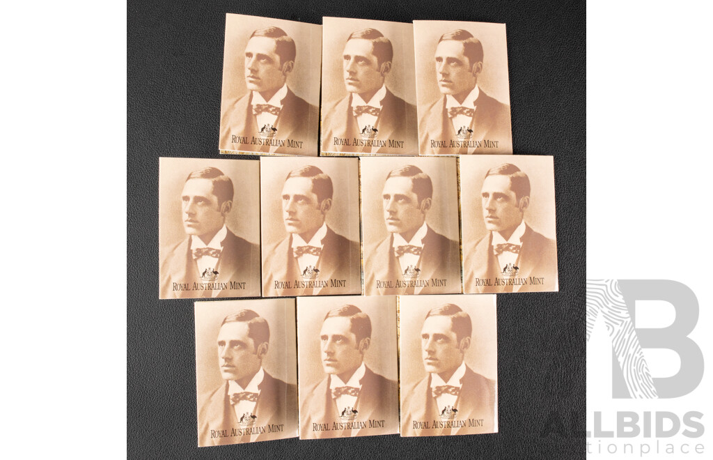 Ten Australian 1995 One Dollar Coins, Waltzing Matilda, All with C Mint Mark