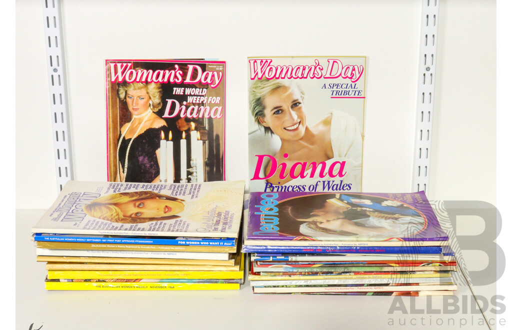 Assortment of Princess Diana Publications Relating to Her 1981 Wedding and 1997 Death, New Idea, Women's Weekly, Women's Day, News Papers