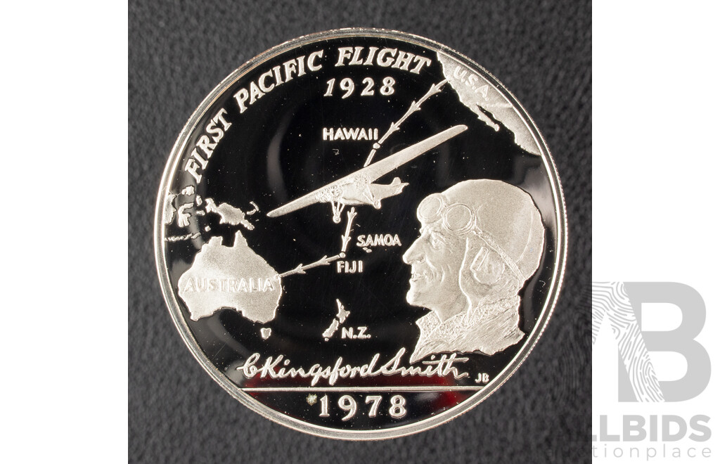 Western Samoa 1978 Silver Proof One Tala Coin, Kingsford Smith Pacific Flight 1928-1978