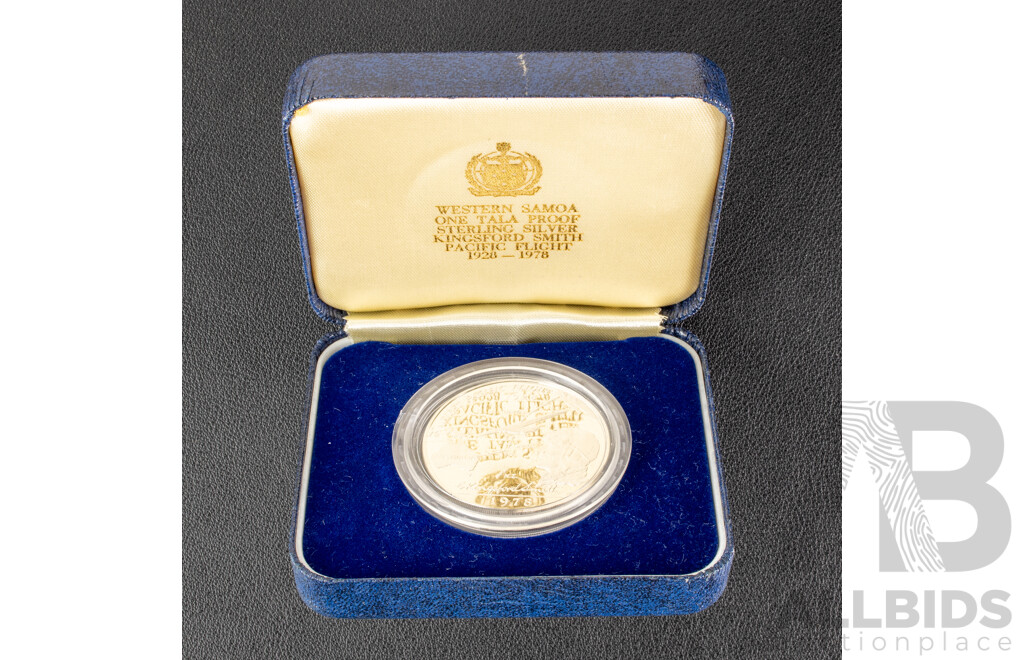 Western Samoa 1978 Silver Proof One Tala Coin, Kingsford Smith Pacific Flight 1928-1978
