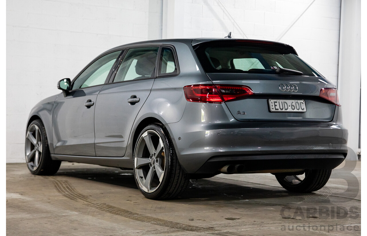 11/2013 Audi A3 Sportback 1.4 TFSI Attraction 8P MY13 5d Hatchback Monsoon Grey Metallic Turbo 1.4L