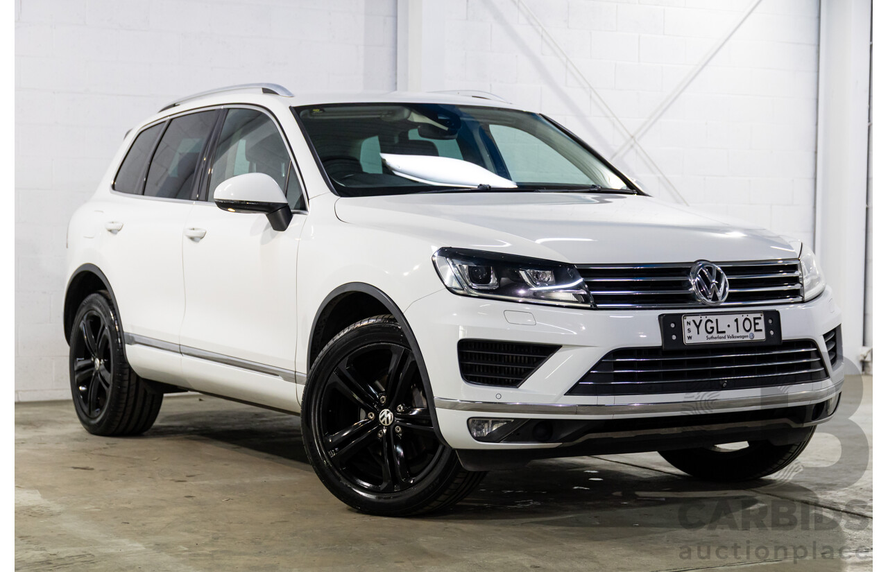 09/2016 Volkswagen Touareg V6 Wolfsburg Edition (AWD) 7P MY17 4d Wagon Pure White Turbo Diesel V6 3.0L