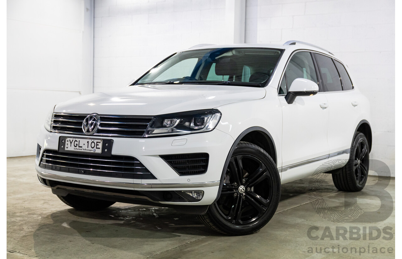 09/2016 Volkswagen Touareg V6 Wolfsburg Edition (AWD) 7P MY17 4d Wagon Pure White Turbo Diesel V6 3.0L