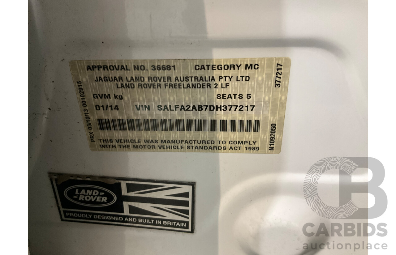 1/2014 Land Rover Freelander 2 TD4 (4x4) LF MY14 4d Wagon Fuji White Turbo Diesel 2.2L