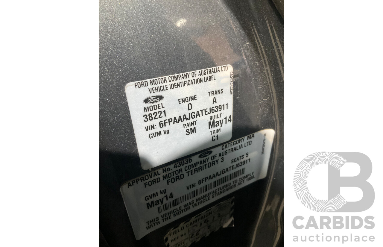 5/2014 Ford Territory TX (RWD) SZ 4d Wagon Smoke Grey Metallic Turbo Diesel 2.7L