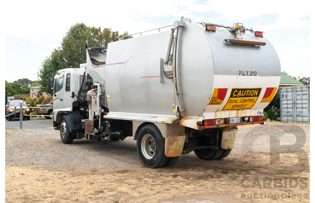 10/2003 Hino GH1J 500 Series Medium Duty Garbage Truck (Dual Control) 2d Cab Chassis Silver Turbo Diesel 6cyl - Automatic