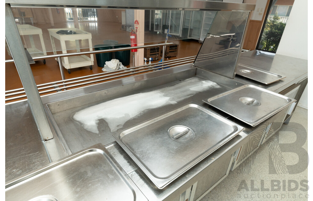 Hot/Cold Food Service and Preparation Station with Tray Rack and Hand Rail
