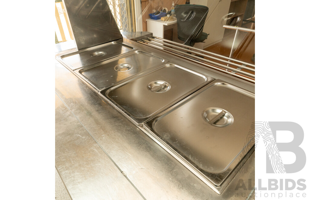 Hot/Cold Food Service and Preparation Station with Tray Rack and Hand Rail