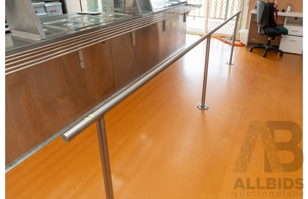Hot/Cold Food Service and Preparation Station with Tray Rack and Hand Rail