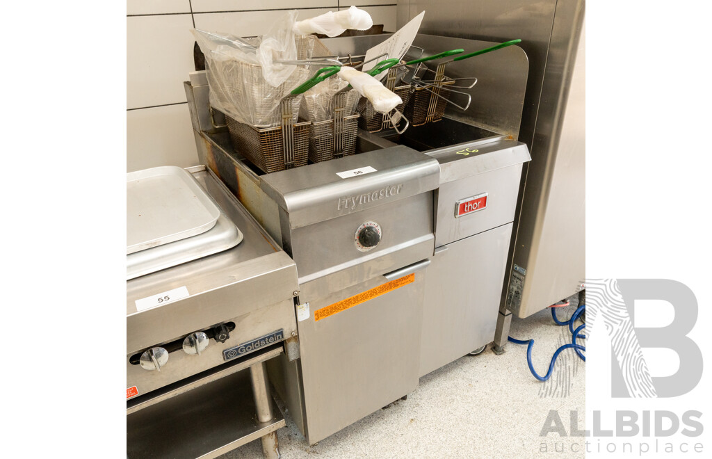 Goldstein Frymaster and Thor Natural Gas Single Bay Deep Fryer Combination Unit