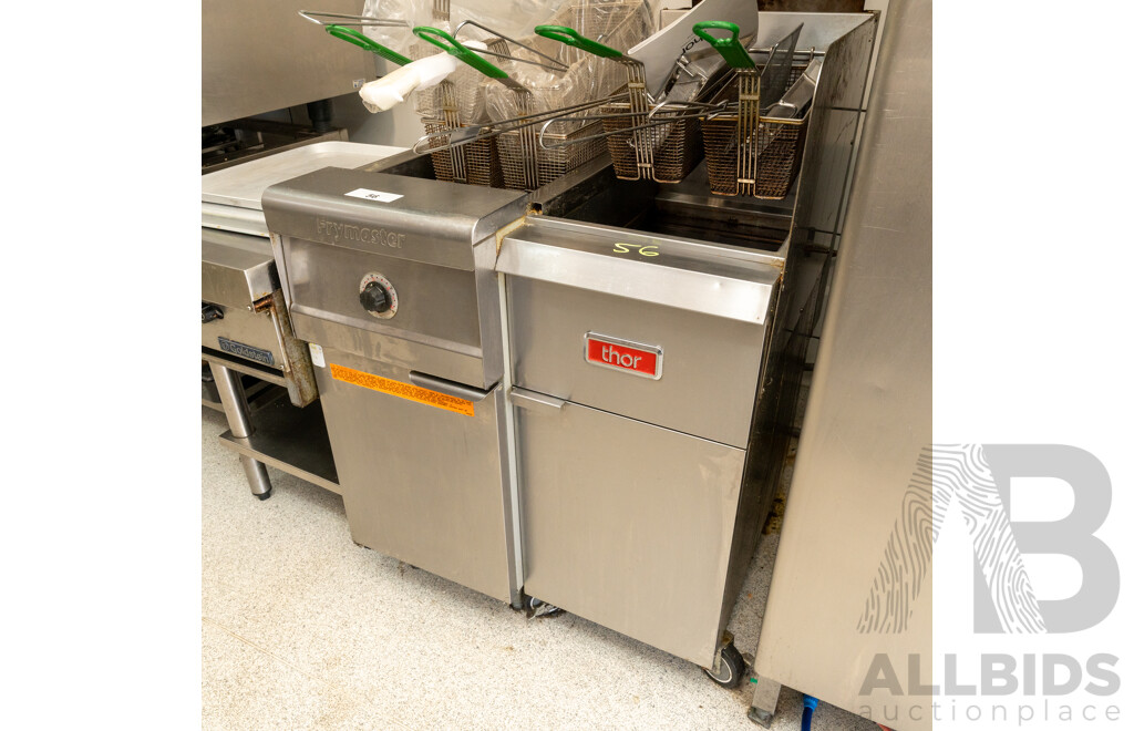 Goldstein Frymaster and Thor Natural Gas Single Bay Deep Fryer Combination Unit