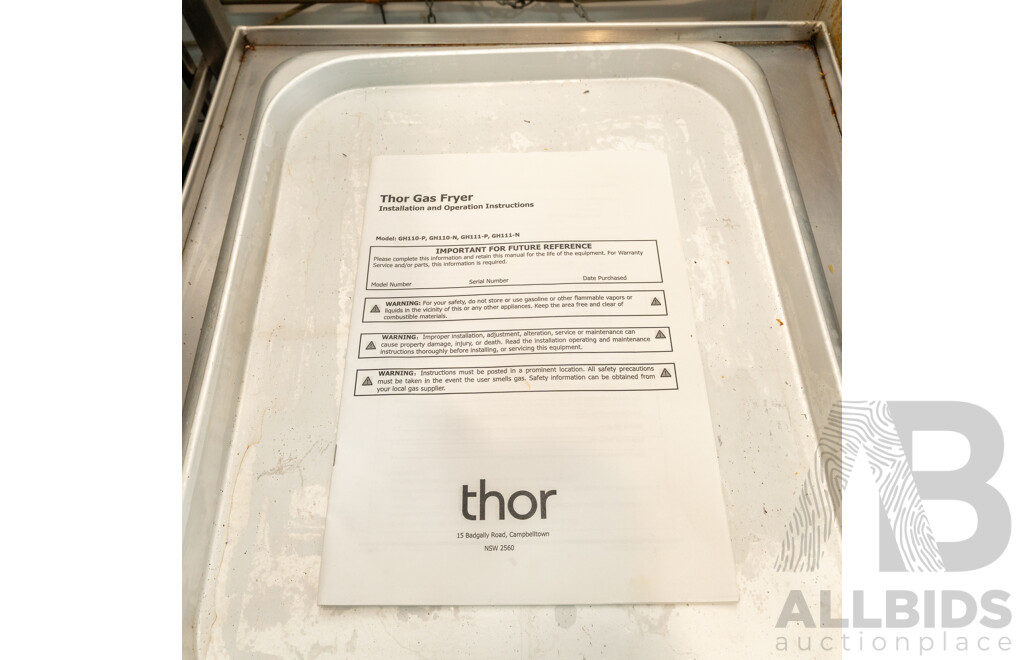 Goldstein Frymaster and Thor Natural Gas Single Bay Deep Fryer Combination Unit