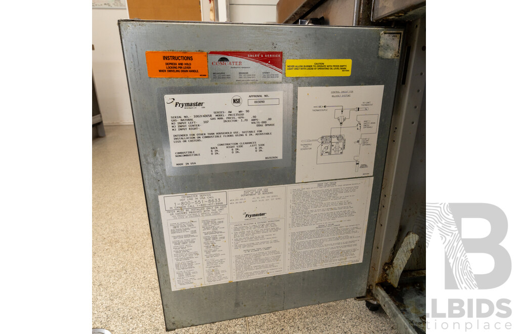 Goldstein Frymaster and Thor Natural Gas Single Bay Deep Fryer Combination Unit