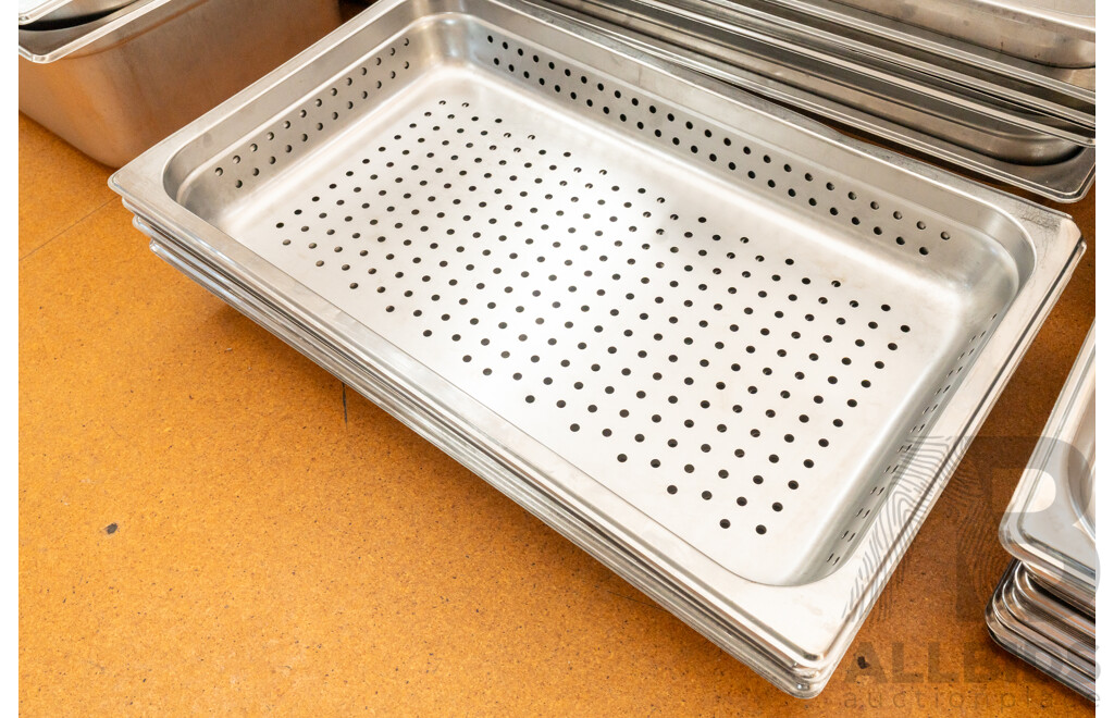 Selection of Stainless Steel Food Service Trays and Strainers