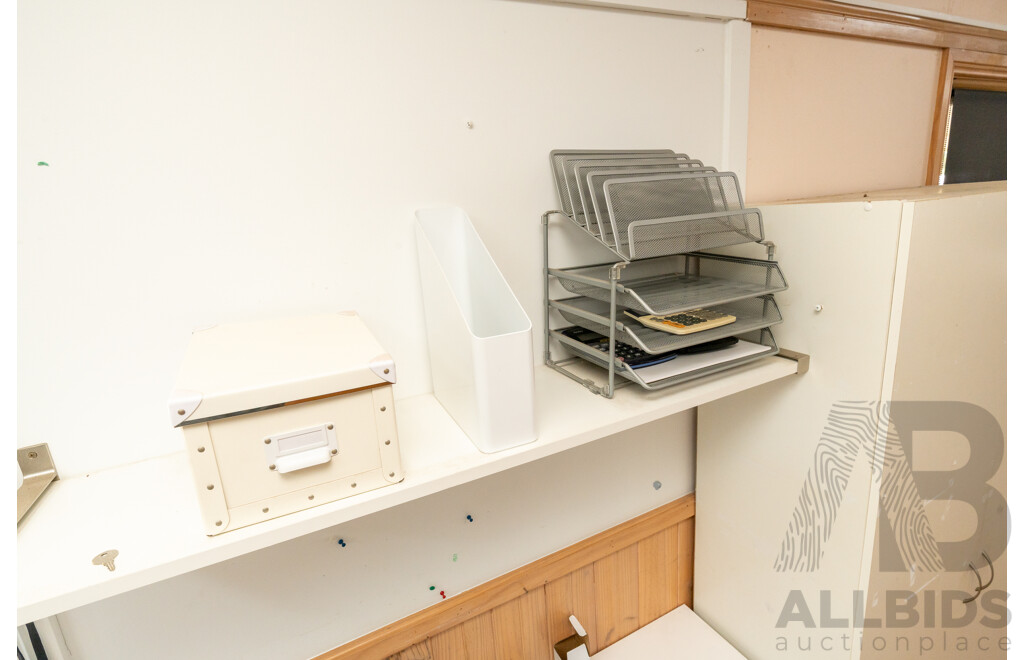 Laminate Desk, Wall Mount Shelf, Cabinet, Bookshelf, Audiovisual Trolley and Ergonomic Chair