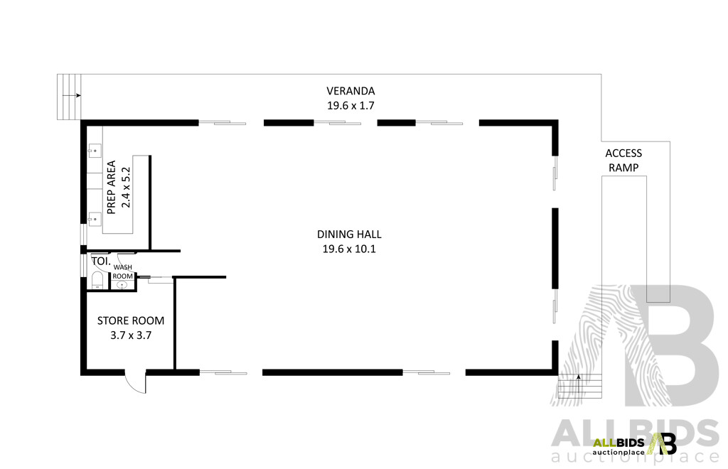 Alvannex Pty Ltd Demountable/Movable Building with Verandah, Steps and Accessibility Ramp - Dining Hall