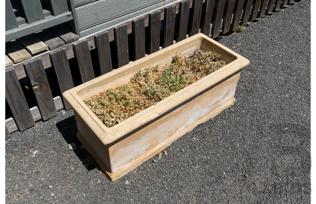 Beige Concrete Rectangular Planter Boxes - Lot of Five