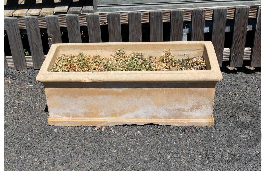 Beige Concrete Rectangular Planter Boxes - Lot of Five