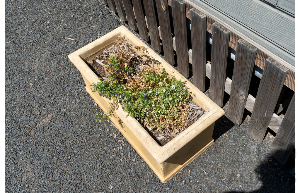 Beige Concrete Rectangular Planter Boxes - Lot of Five