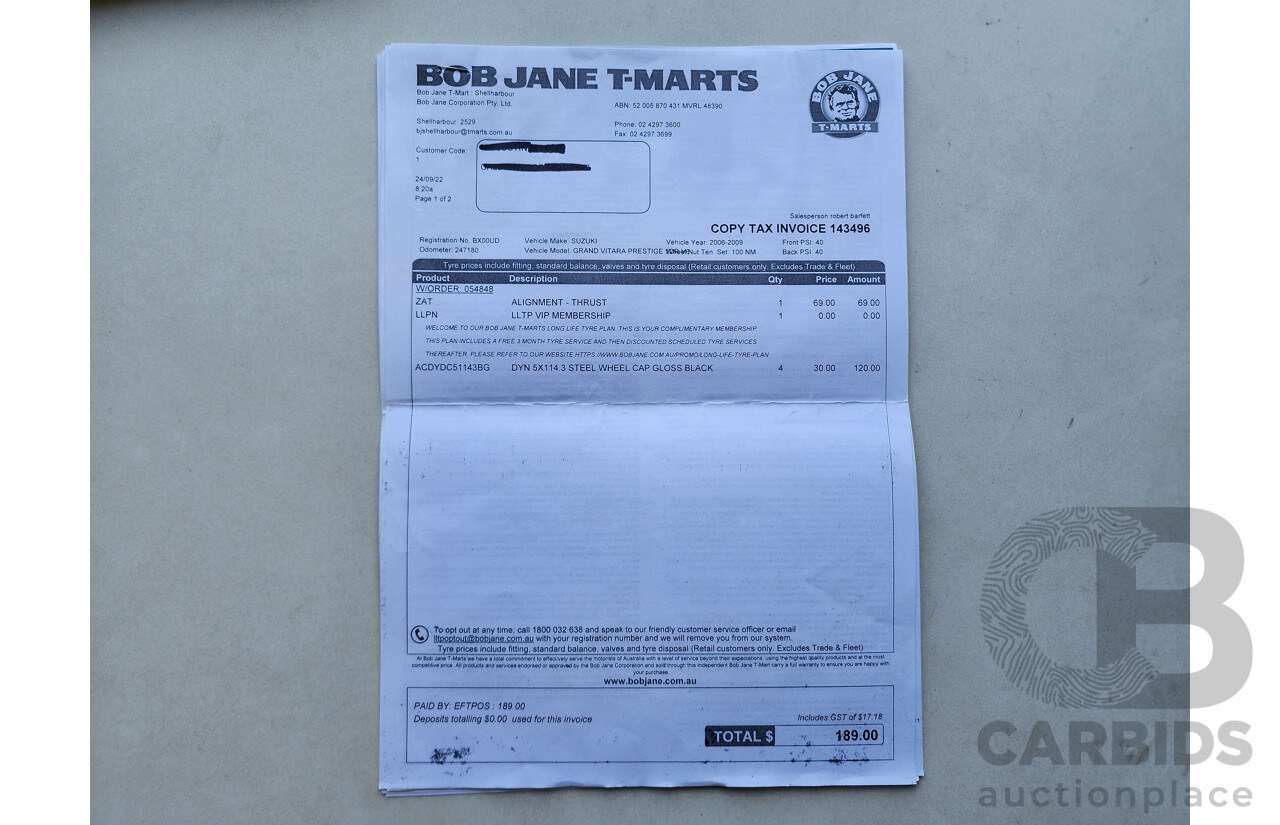 6/2009 Suzuki Grand Vitara (4x4) JT MY08 UPGRADE 4d Wagon White 2.4L