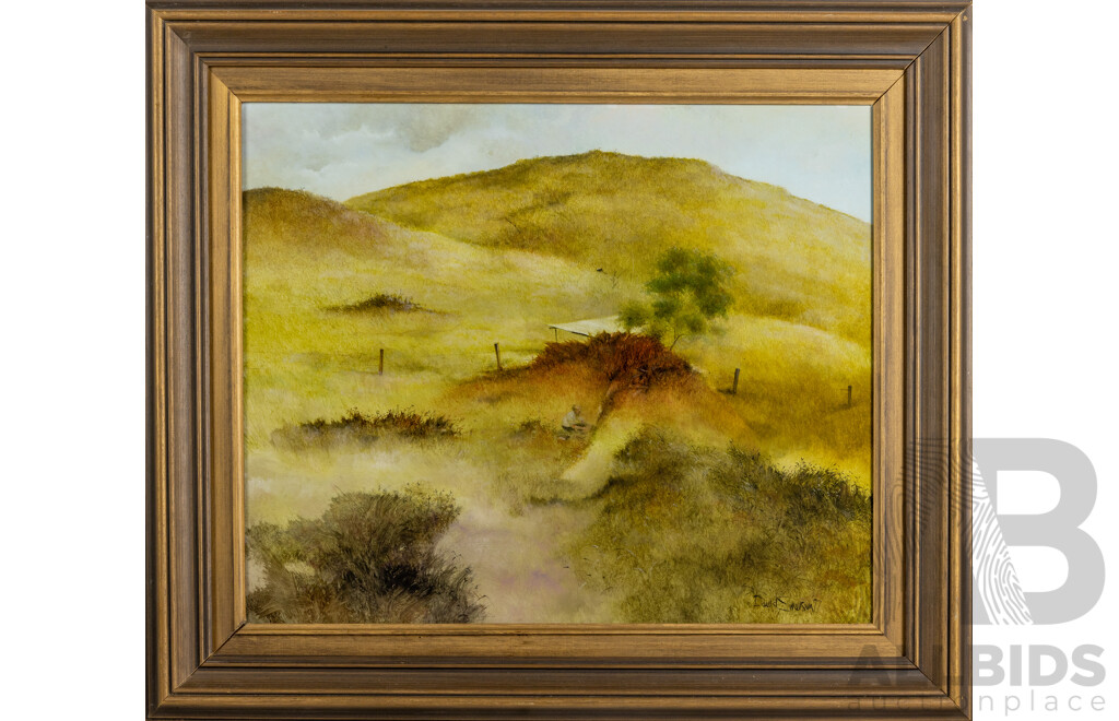 David Emerson (20th Century, Australian), Afternoon in the Paddock, Nice Vintage Colour Print on Board After Original (1977), 70 x 79 cm (frame)