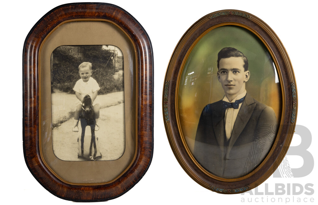Artists Unknown (Early 20th Century), Portrait of a Man & Young Boy at Play, Wonderful Pair of Framed Antique Photographs, 58 x 42 cm (larger frame) (2)