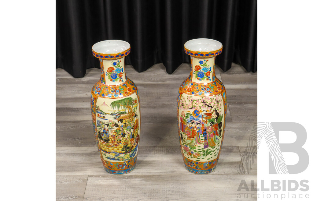 Pair of Large Chinese Ceramic Floor Vases