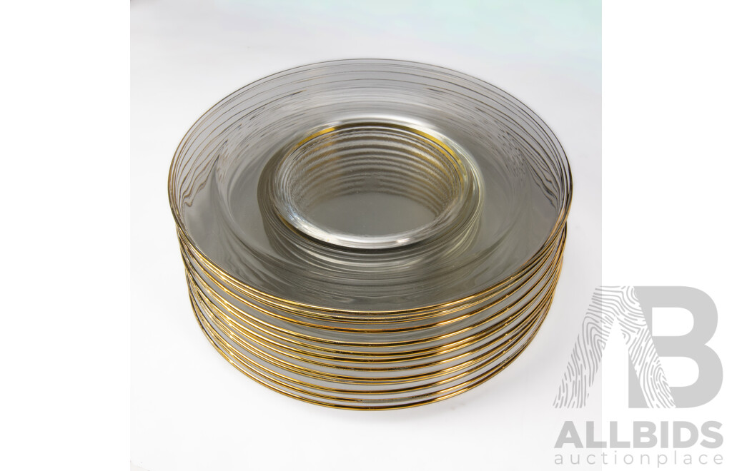 Good Set of 13 Glass Dinner Plates by Peter Crisp