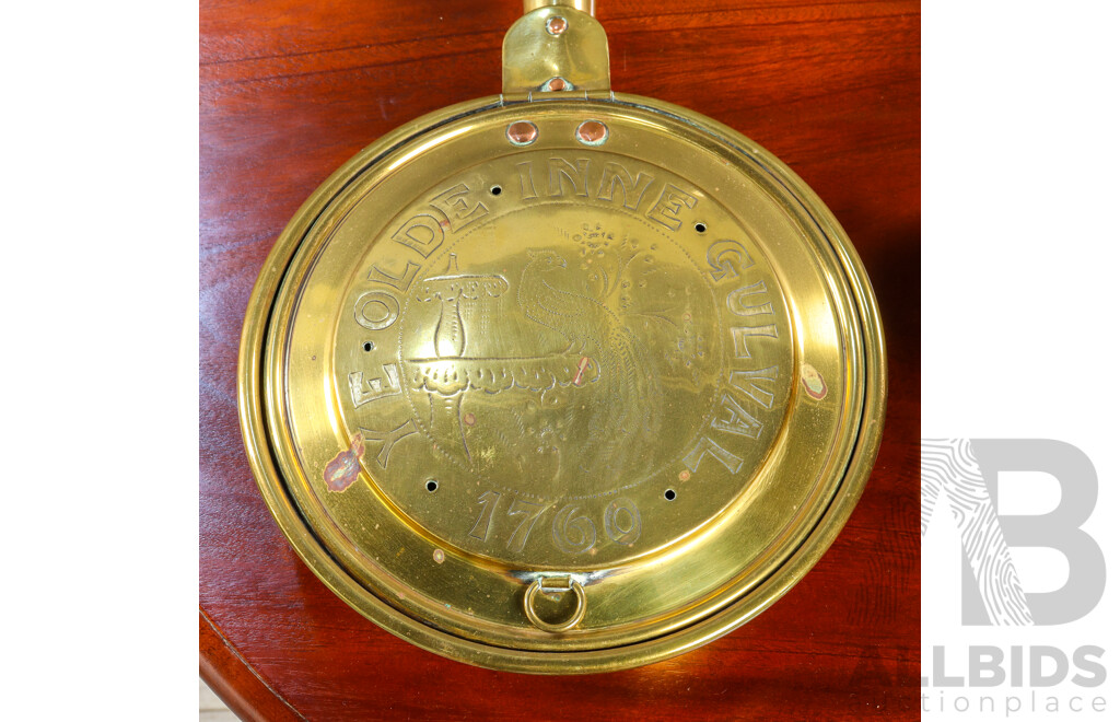 Pair of Good Reproduction Graduated Brass and Timber Bed Warmers