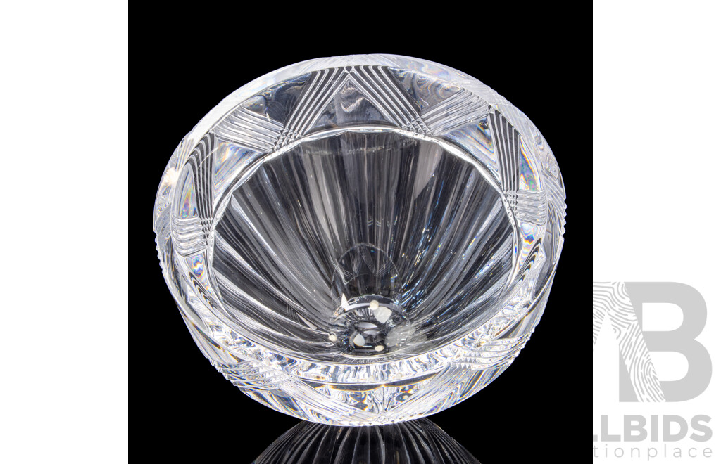 Large Orrefors Cut Crystal Bowl in Original Box