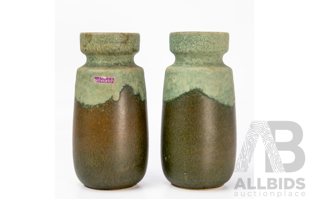 Pair of Fat Lava Glaze Vases by Scheurich