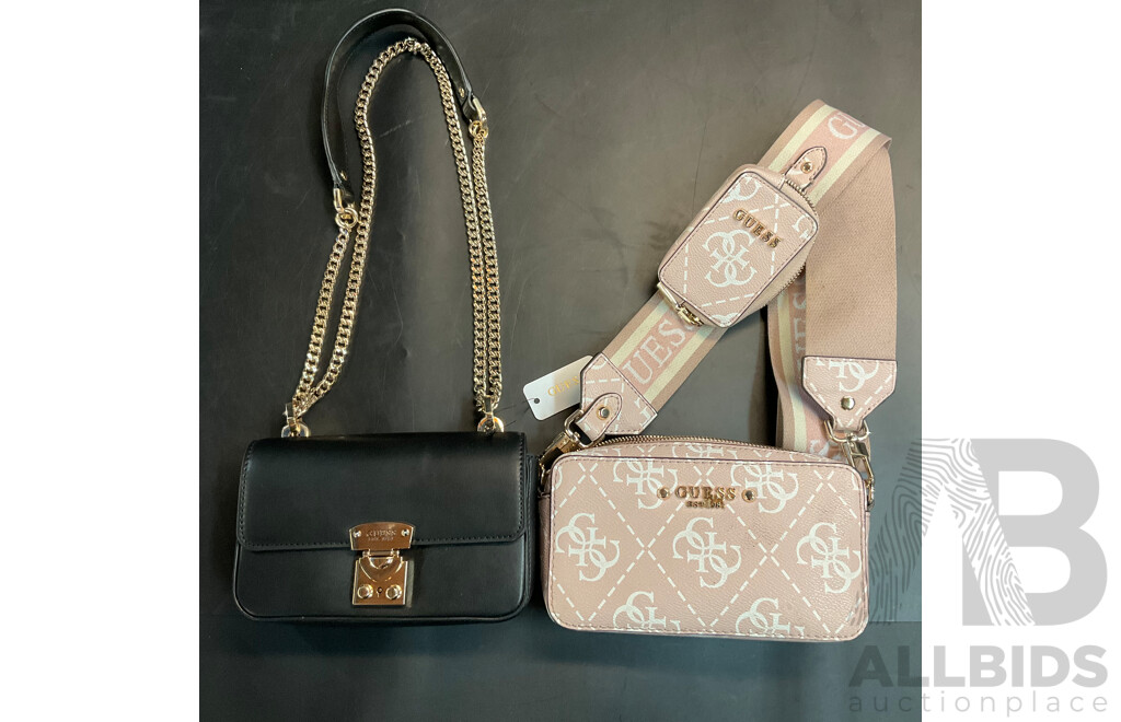 Guess Mini Pink Crossbody Bag & Mini Eliette Black Shoudler Bag - Lot of 2
