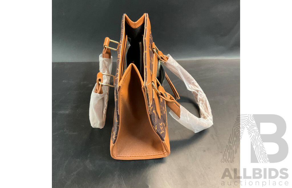 Women's Monogram Hand Bag & T-bar Clasp Chain Necklace