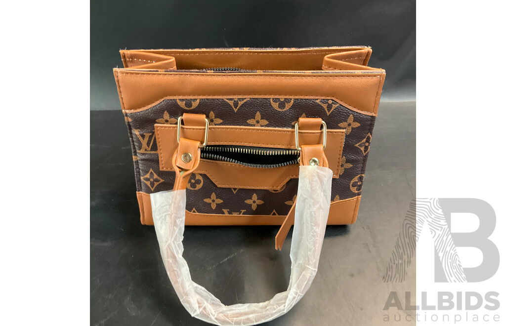 Women's Monogram Hand Bag & T-bar Clasp Chain Necklace