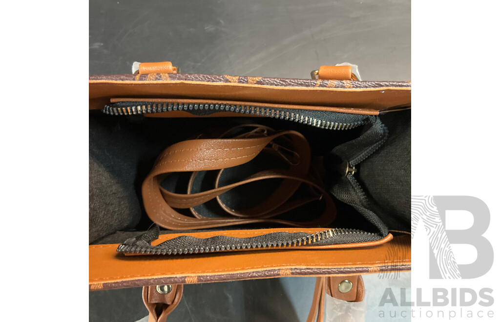 Women's Monogram Hand Bag & T-bar Clasp Chain Necklace