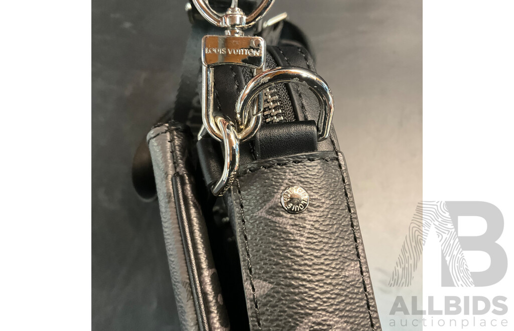 Monogram Black/Grey Leather Messenger Bag  Branded Louis Vuitton