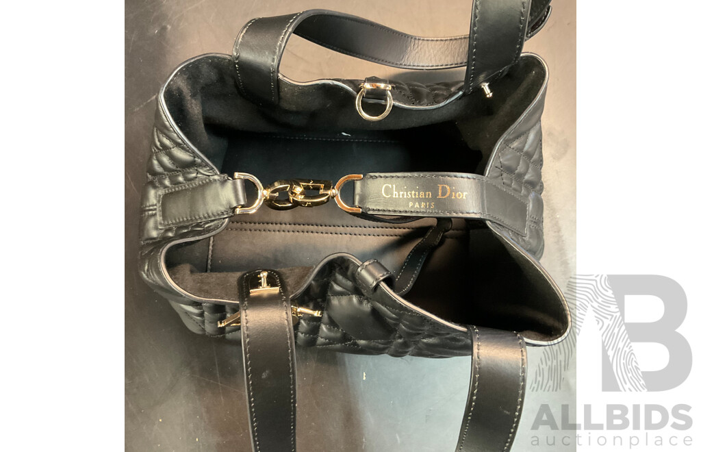 Womens Calfskin Leather Black Bag Branded Dior