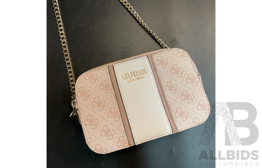 Guess Cathleen Logo Crossbody Bag - Pink & White