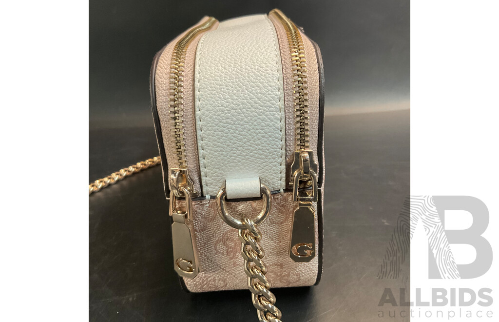 Guess Cathleen Logo Crossbody Bag - Pink & White