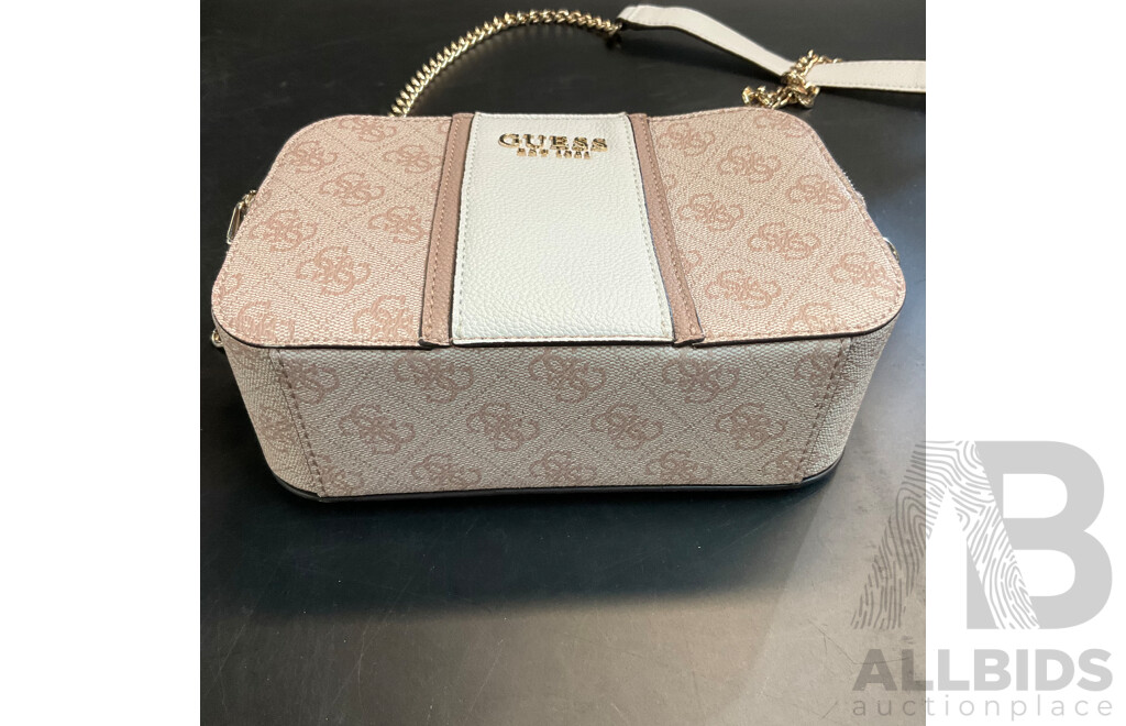 Guess Cathleen Logo Crossbody Bag - Pink & White