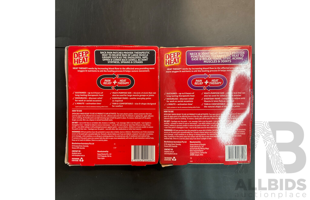Deep Heat, Pain Away Pain Patches, Heating Belt - Lot of 12